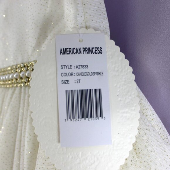 American Princess Candle Gold Sparkle Tiered Tulle Special Occasion Dress 2T NWT - Picture 6 of 6